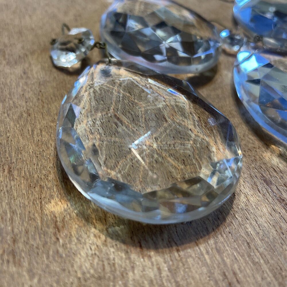 6 Antique Crystal Prisms for Chandelier 2.5” Vintage Clear Faceted Drops - Picture 8 of 10